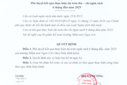 CÔNG KHAI THU - CHI 6 THÁNG ĐẦU NĂM 2025